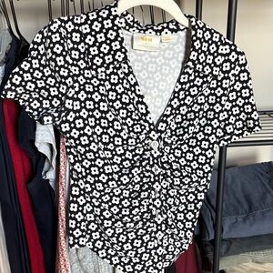 Black and White Floral Top